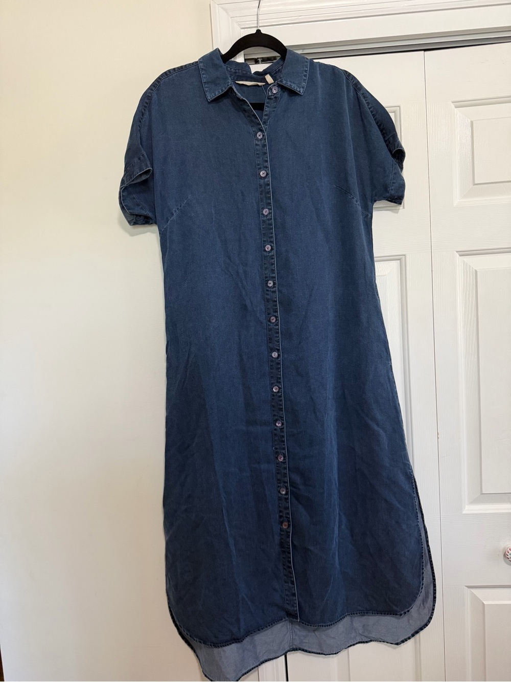Soft Surroundings Lightweight Denim Long Button Down Dress Size Medium, NWT